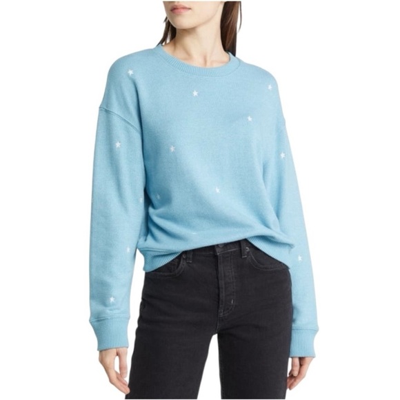 Rails “Ramona” Aqua Stars Crew Neck Sweatshirt Size Large New With Tags! - Picture 1 of 11